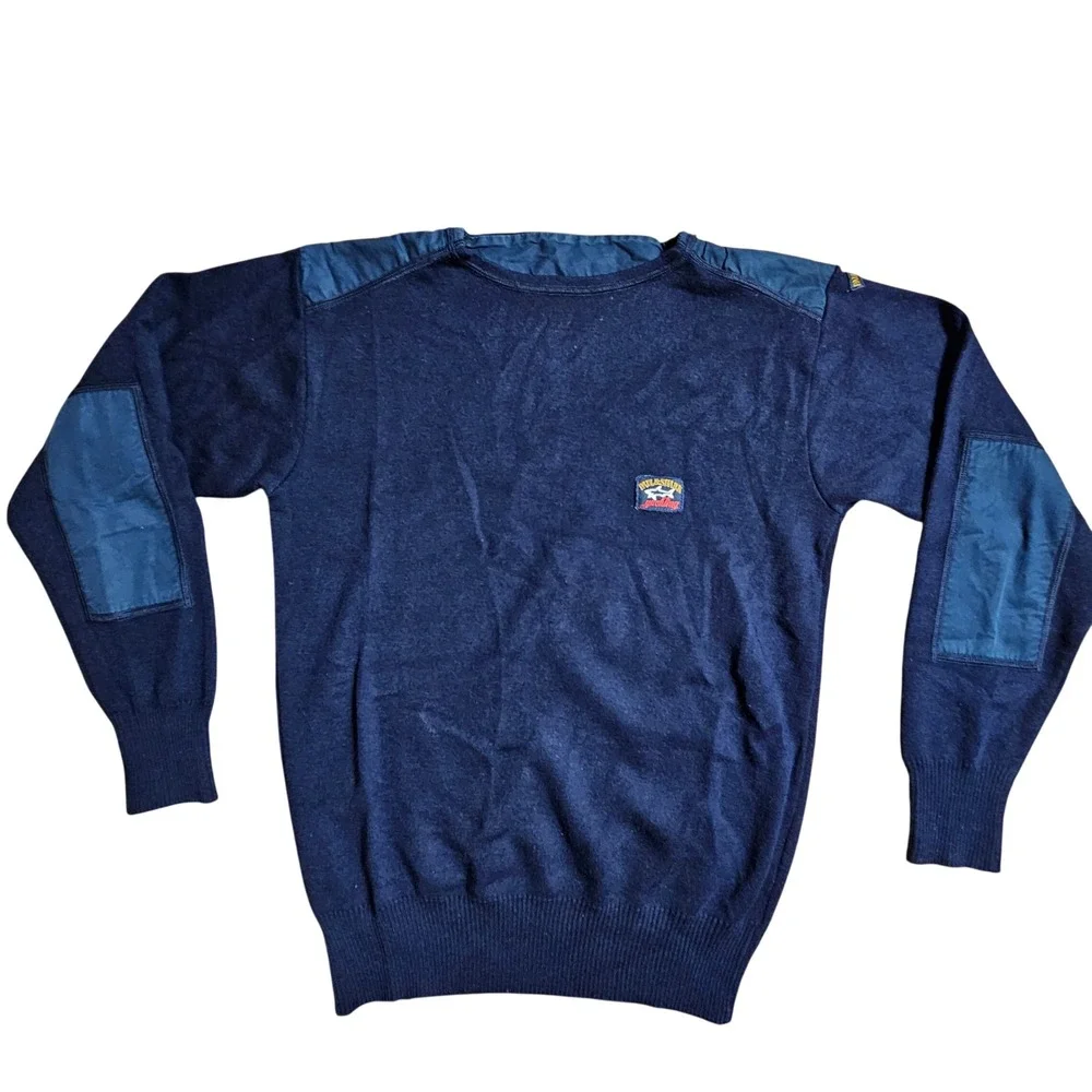 Paul & Shark Wool Blend Yachting Sweater Nylon Patches Mens 6 Old Money Prep